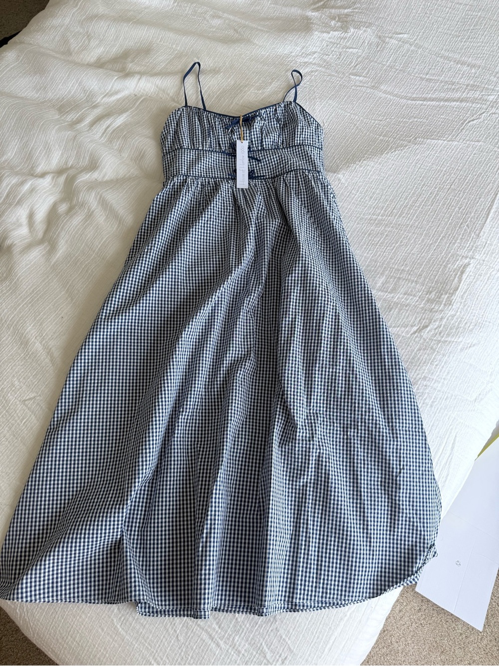 NWT House of Harlow 1960 maxi dress navy gingham